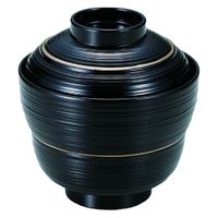 汁椀 まゆ型乱筋小吸椀　黒帯金 [3個入] wis-w-16-80　若泉漆器（直送品）