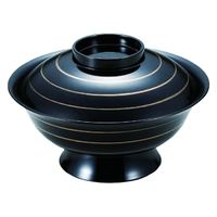 煮物椀 ６寸低型大名椀　黒ライン [2個入] wis-w-16-93　若泉漆器（直送品）