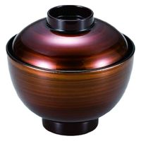 汁椀 ３．４寸小町吸椀　茶金刷毛目 [2個入] wis-w-17-11　若泉漆器（直送品）