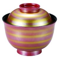 汁椀 ３．６寸百合小吸椀　紅金ライン [2個入] wis-w-17-16　若泉漆器（直送品）