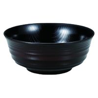 椀 ６寸千段木目丼　溜内黒 [3個入] wis-w-17-27　若泉漆器（直送品）