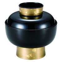 汁椀 古代椀　黒高台帯金箔 [2個入] wis-w-17-21　若泉漆器（直送品）
