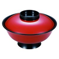 椀 ８寸低型大名丼椀　朱つば黒　[1個入] wis-w-17-53　若泉漆器（直送品）