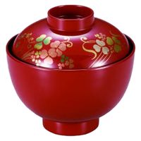 汁椀 ３．４寸小町吸椀　朱クローバー [2個入] wis-w-17-74　若泉漆器（直送品）