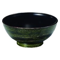 丼 ラーメン丼　緑に白流し内黒 [2個入] wis-w-17-86　若泉漆器（直送品）
