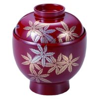 汁椀 新多宝小吸椀　赤　金銀紅葉 [1個入] wis-w-19-60　若泉漆器（直送品）