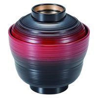 汁椀 まゆ型乱筋小吸椀　黒朱ぼかしつば金 [2個入] wis-w-19-63　若泉漆器（直送品）