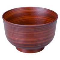 汁椀 千筋木彫汁椀　茶刷毛目 [3個入] wis-w-20-3　若泉漆器（直送品）