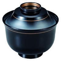 汁椀 富士羽反小吸椀　黒かすみ金ライン [2個入] wis-w-20-47　若泉漆器（直送品）