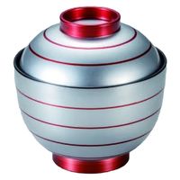 汁椀 ３寸寿小吸椀　銀ワインレッドライン [2個入] wis-w-20-54　若泉漆器（直送品）