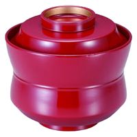 汁椀 ３．２寸杵型小吸椀　総赤つば金 [2個入] wis-w-20-49　若泉漆器（直送品）