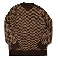 クアルトユナイテッド ヘリンボーン柄ニットトップス(メンズ)　BRW　L M3458MEN 1点（直送品）