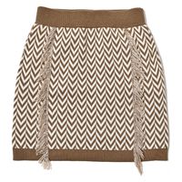 クアルトユナイテッド ヘリンボーン柄ニットスカート　BEG　L M3456 1点（直送品）