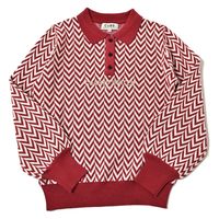クアルトユナイテッド ヘリンボーン柄ニットトップス　RED　L M3455 1点（直送品）