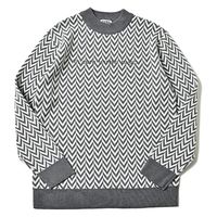 クアルトユナイテッド ヘリンボーン柄ニットトップス(メンズ)　WHT　M M3458MEN 1点（直送品）