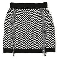 クアルトユナイテッド ヘリンボーン柄ニットスカート　BLK　L M3456 1点（直送品）