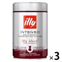 【コーヒー粉】illy（イリー）ブレンド ドリップ用粉 ダークロースト（インテンソ）1セット（250g×3個）