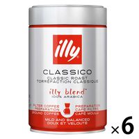 【コーヒー粉】illy（イリー）ブレンド ドリップ用粉 ミディアムロースト（クラシコ）1セット（250g×6個）