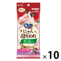 銀のスプーン にゃんスプーン 2種アソート（まぐろ＆かつお）毛玉ケア（10g×10本）10袋 猫用 おやつ