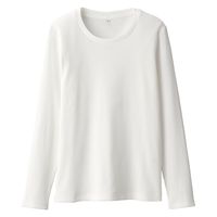 無印良品 ストレッチリブ編みクルーネック長袖Tシャツ 婦人 M オフ白 良品計画