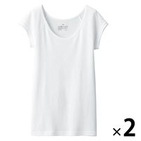 【レディース】無印良品 フライス編みフレンチスリーブTシャツ 婦人 M 白 1セット（2枚） 良品計画