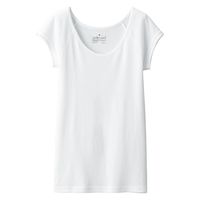 【レディース】無印良品 フライス編みフレンチスリーブTシャツ 婦人 L 白 良品計画