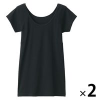 無印良品 さらっと綿 汗取りパッド付きフレンチスリーブTシャツ 婦人 M 黒 1セット（2枚） 良品計画