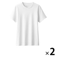 【レディース】無印良品 スムース編みクルーネック半袖Tシャツ 婦人 L 白 1セット（2枚） 良品計画