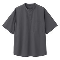 【メンズ】無印良品 涼感ヘンリーネック半袖布帛Tシャツ 紳士 L ダークグレー 良品計画