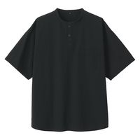 【メンズ】無印良品 涼感ヘンリーネック半袖布帛Tシャツ 紳士 M 黒 良品計画