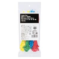 アスクル 結束バンド カラーアソート（赤・青・黄・緑） 長さ150mm 5パック（500本） オリジナル