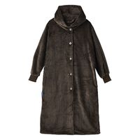 AQUA mofua　プレミアムマイクロファイバー　着る毛布　フード付　Ｌ　ブラウン 45478406 1着（直送品）