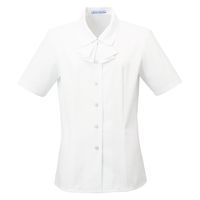 神馬本店 ファインカルゼタイ付き半袖ブラウス ホワイト 19号 SS012B-8-19号 1着（直送品）