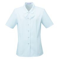 神馬本店 ファインカルゼタイ付き半袖ブラウス サックス 19号 SS012B-9-19号 1着（直送品）