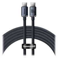 USB Type-Cケーブル 2m 100W ナイロン to Type-C ブラック 1本 Baseus