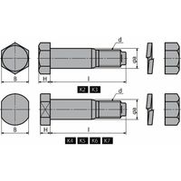 鍋屋バイテック カップリング|フランジ形固定軸継手用継手ボルト K2ーSET K2-SET 1セット(9個)（直送品）