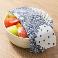 食品保存用ラップ 繰り返し使える みつろうラップキット ペイズリー ホワイト 1セット（1個×5）エヌ・エレファント