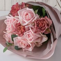 【生花】アデリー ホシファーム　フリルブーケ　ニュアンスピンク　８本 FMW-03B 1箱（直送品）