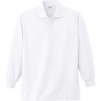 小倉屋 383 長袖ポロシャツ/ホワイト-L 383-90-L 1枚（直送品）