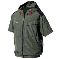 HOOH サイドファン半袖フードジャケット  V8817  カーキ  6L  村上被服  1着（直送品）