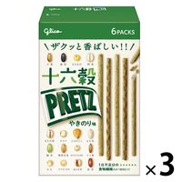 十六穀プリッツやきのり味＜6袋＞ 3個 江崎グリコ プレッチェル おつまみ