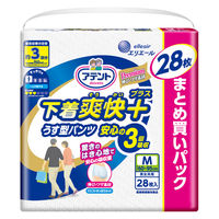 大王製紙 アテント　下着爽快プラスうす型パンツ安心の3回吸収　Ｍサイズ男女共用28枚 773781 2個（直送品）