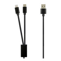 Lightning & USB Type-Cケーブル 0.9m ツイン給電 USB-A