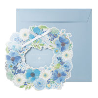 包む 色紙 リース花柄 Lサイズ ブルー TS030 1冊（直送品）