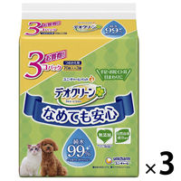 デオクリーン 犬猫用 純水99%ウェットティッシュ 詰め替え用 お買い得！3パック（70枚×9個）