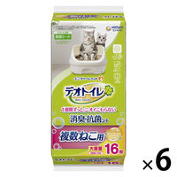 デオトイレ 複数ねこ用 ふんわり香る消臭・抗菌シート ナチュラルソープの香り 16枚入 6袋 猫砂 ユニ・チャーム
