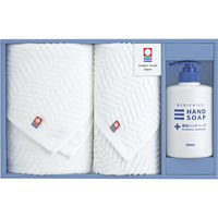 熊野油脂 【2箱セット】今治ブランドタオル＆薬用ハンドソープセット 23-7659-035（直送品）