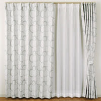 ユニベール チェス 遮光カーテン 1000×2000mm グレー 4548654746517  1セット（厚地カーテン2枚）（直送品）