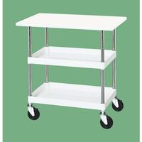 CSパールワゴン(中量タイプ/均等耐荷重150kg/抗菌・抗ウイルスポリエステル天板/ゴム車/H900mm/2段+天板付/移動式/天板付)（直送品）