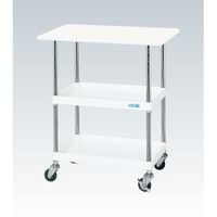 CSパールワゴン(軽量タイプ/均等耐荷重150kg/抗菌・抗ウイルスポリエステル天板/ゴム車/H900mm/2段+天板付/移動式/天板付)（直送品）